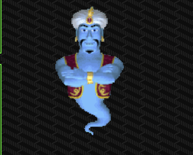90s Retro temasındaki cin (genie) widget'ı